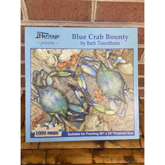 Blue Crab Bounty Puzzle by Barb Tourtillotte Shrimp 1000 Pieces - Picture 2 of 4